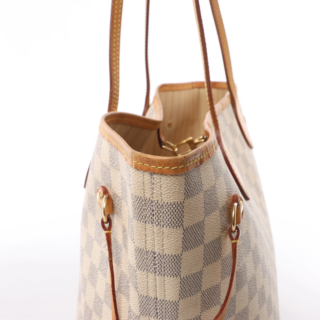 Bolso de hombro Louis Vuitton Neverfull MM Damier Azur en beige N51107