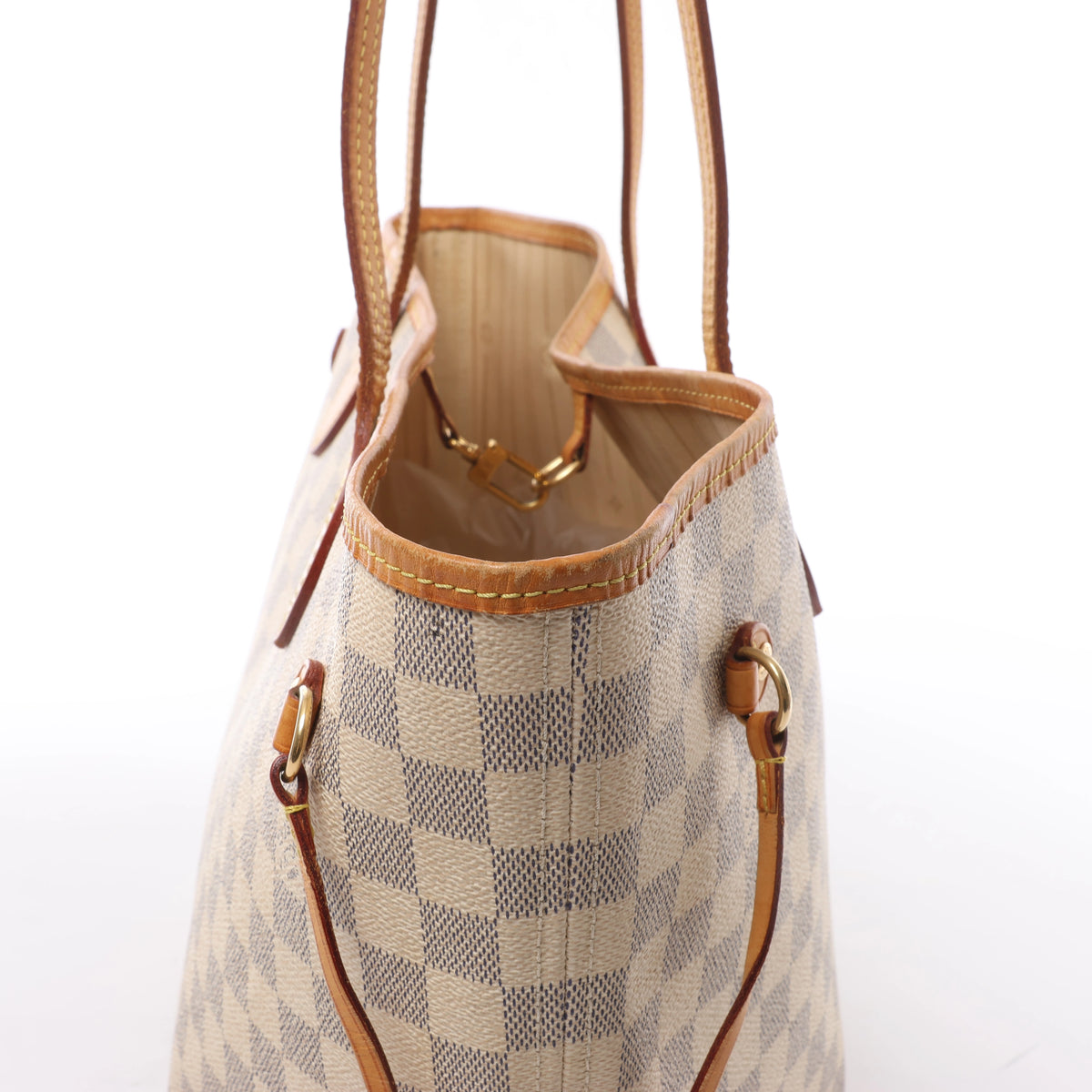 Bolso de hombro Louis Vuitton Neverfull MM Damier Azur en beige N51107