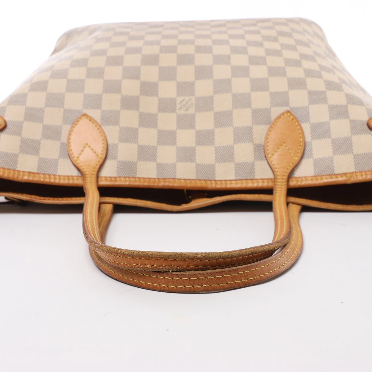 Bolso de hombro Louis Vuitton Neverfull MM Damier Azur en beige N51107