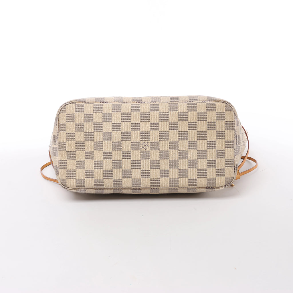 Bolso de hombro Louis Vuitton Neverfull MM Damier Azur en beige N51107