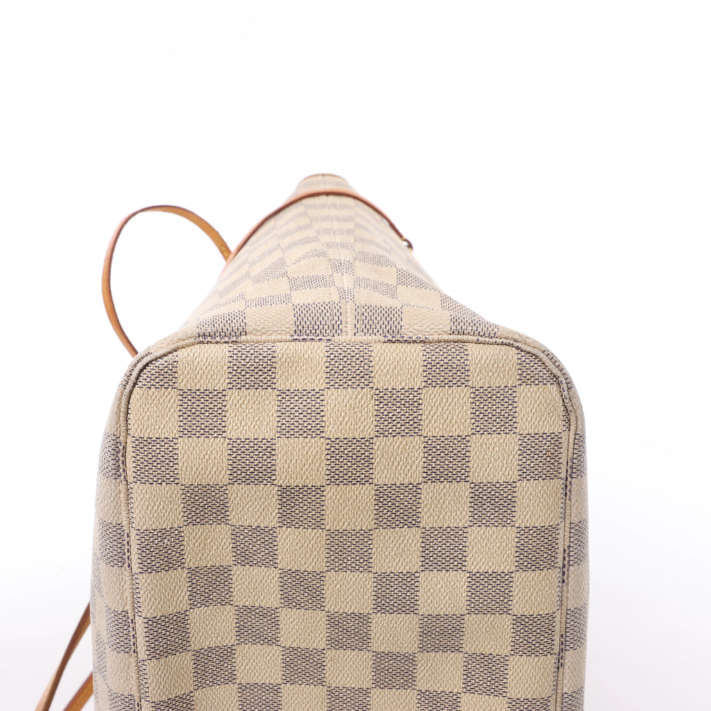 Bolso de hombro Louis Vuitton Neverfull MM Damier Azur en beige N51107