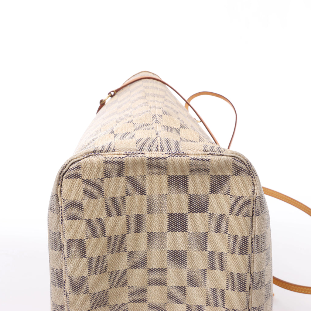 Bolso de hombro Louis Vuitton Neverfull MM Damier Azur en beige N51107