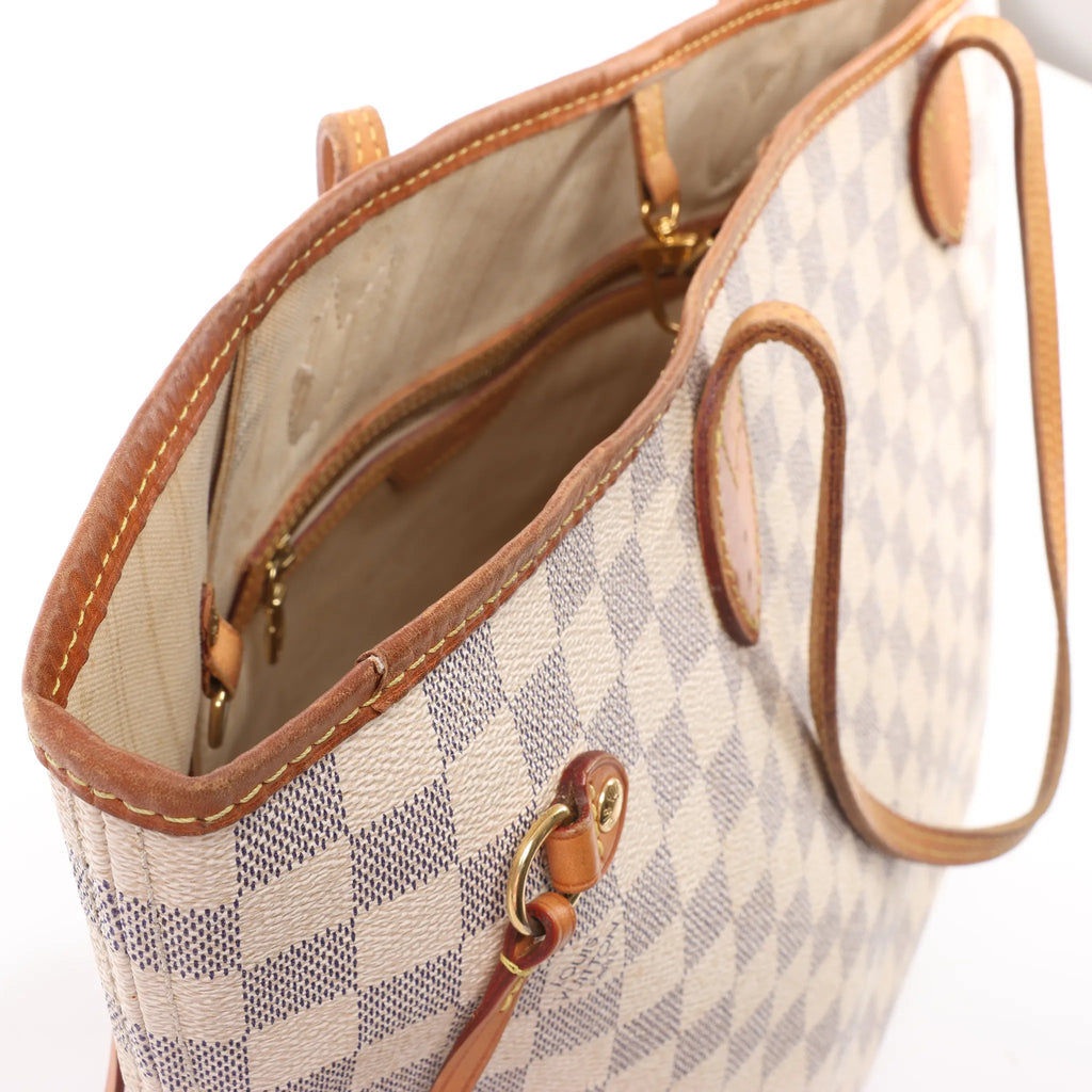 Louis Vuitton Neverfull MM Damier Azur Shoulder Bag in Beige N51107
