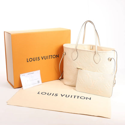 Louis Vuitton Neverfull MM Monogram Empreinte Shoulder Bag in White M46676