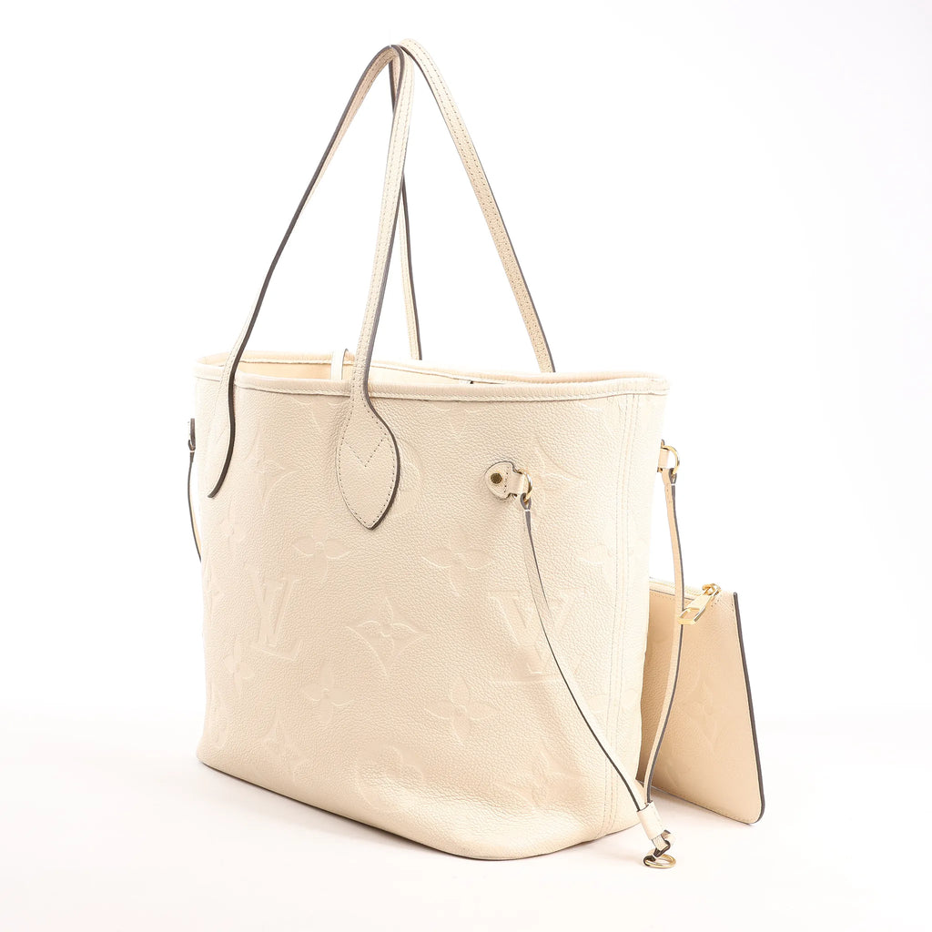 Louis Vuitton Neverfull MM Monogram Empreinte Shoulder Bag in White M46676