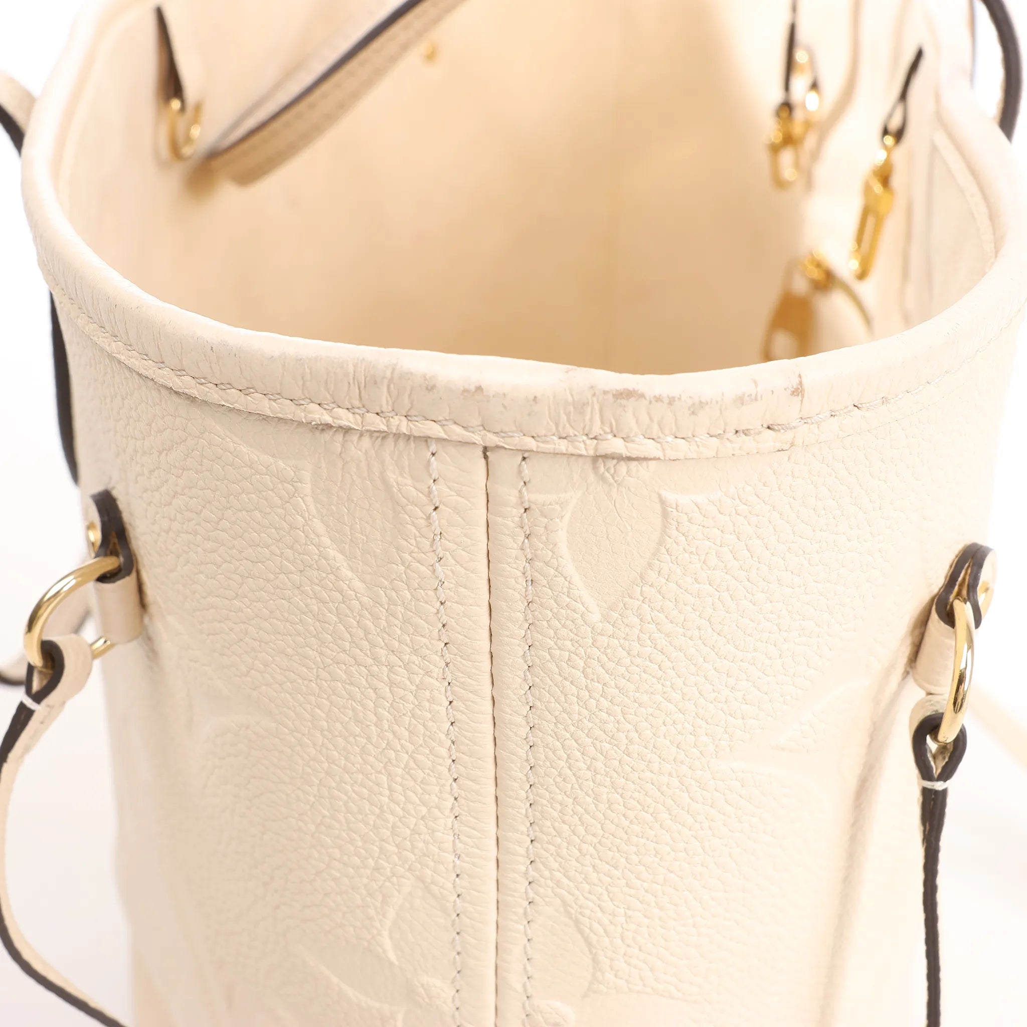 Louis Vuitton Neverfull MM Monogram Empreinte Shoulder Bag in White M46676