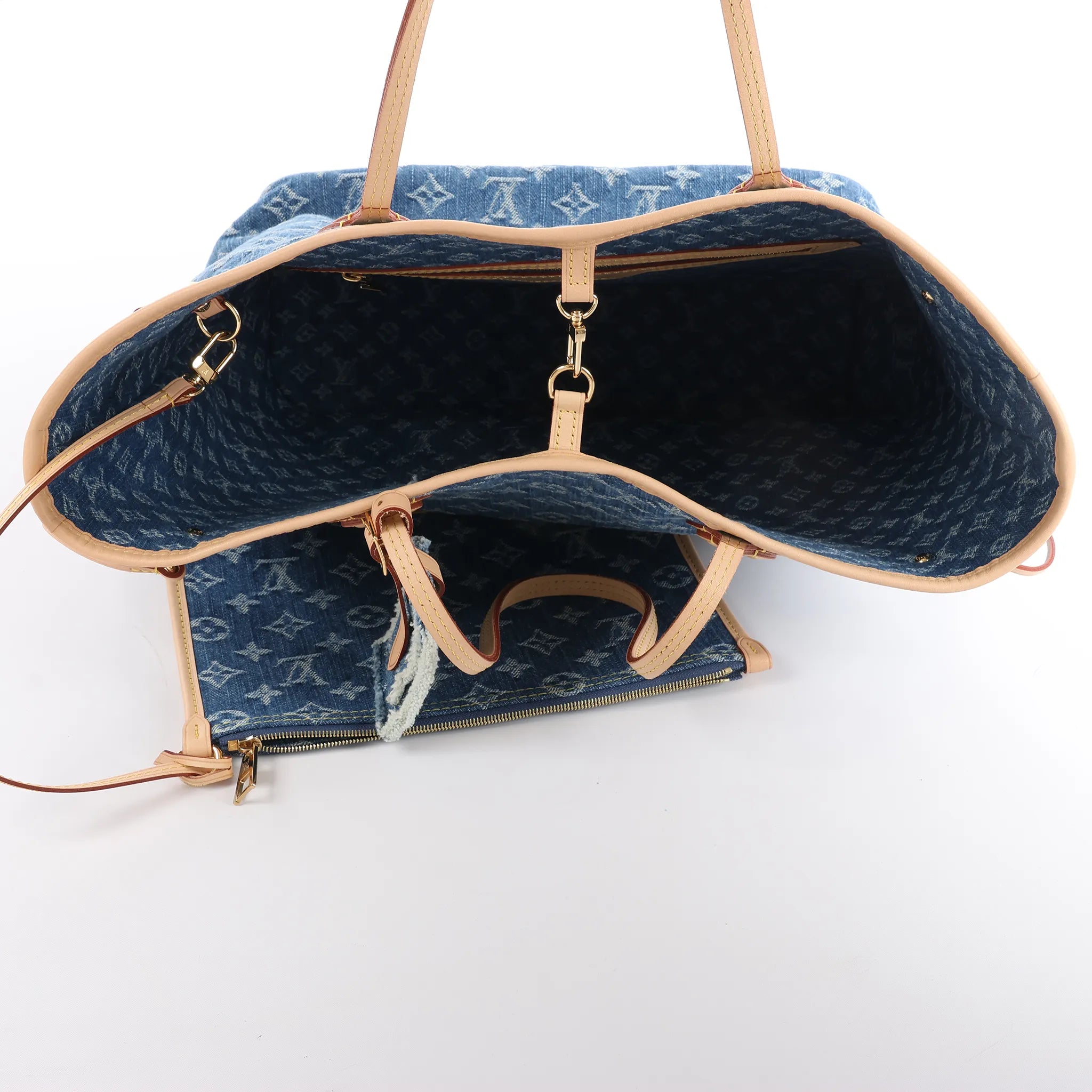 Louis Vuitton Neverfull MM Monogram Denim Shoulder Bag in Blue M13192