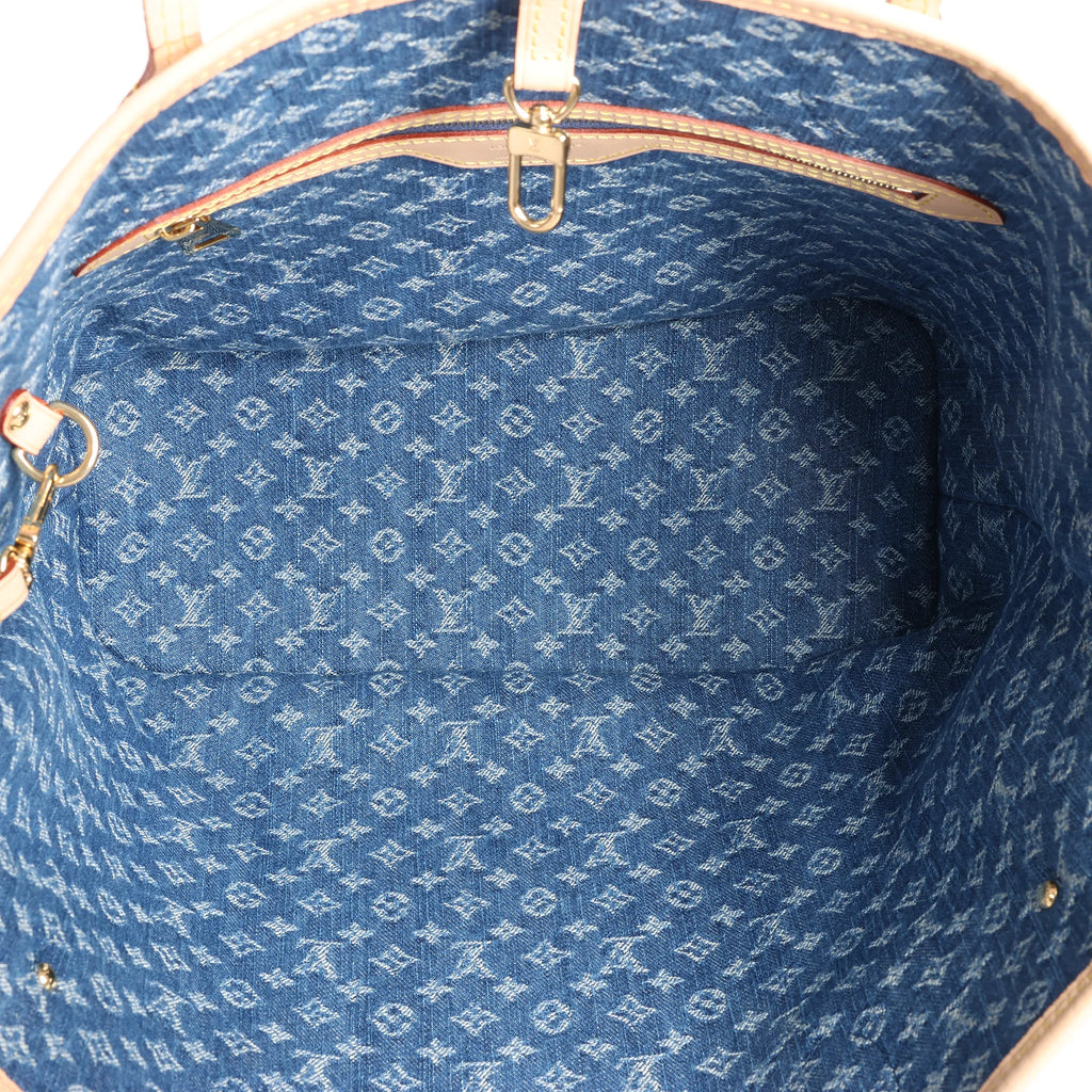 Louis Vuitton Neverfull MM Monogram Denim Shoulder Bag in Blue M13192