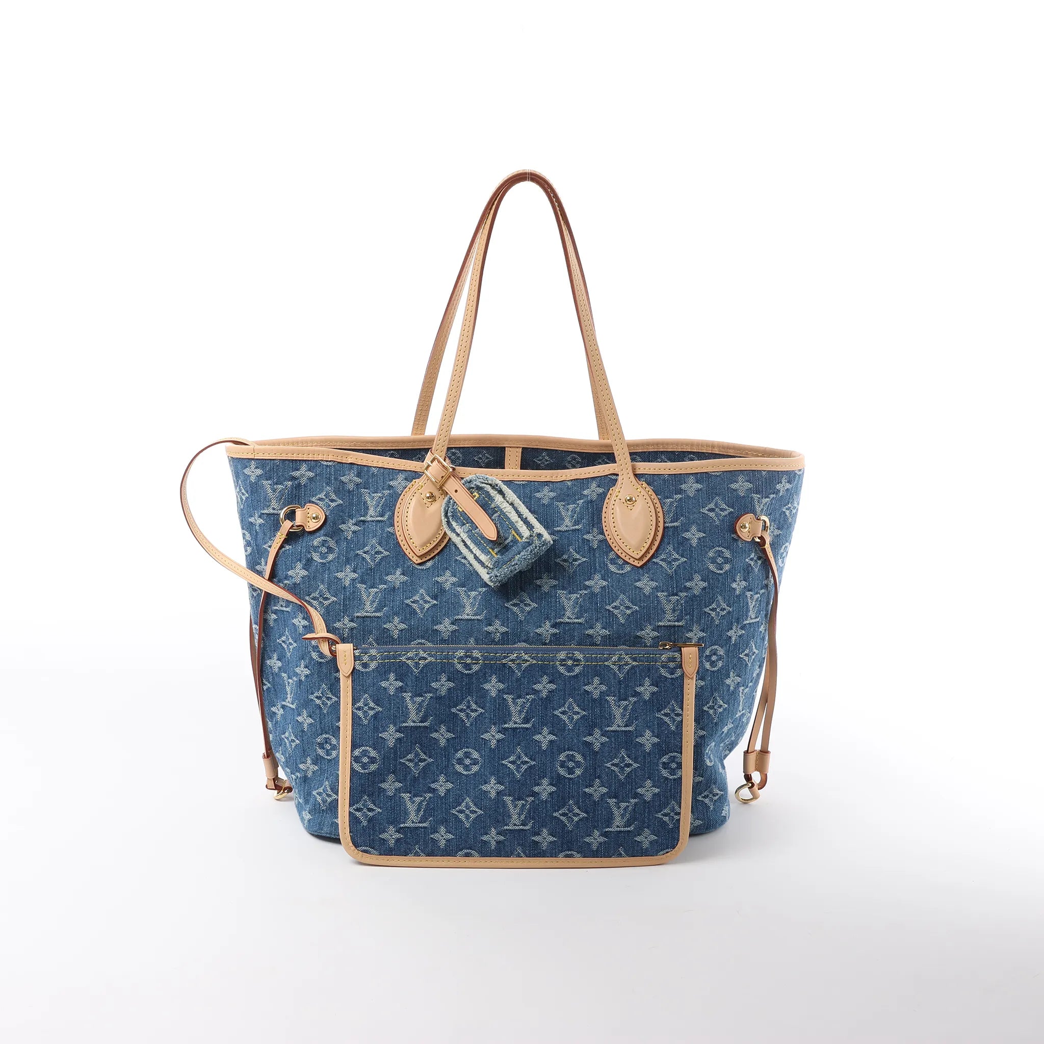 Louis Vuitton Neverfull MM Monogram Denim Shoulder Bag in Blue M13192