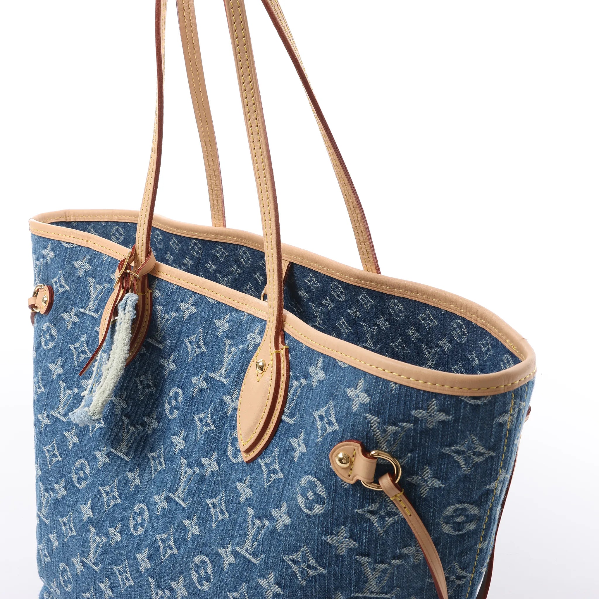 Louis Vuitton Neverfull MM Monogram Denim Shoulder Bag in Blue M13192