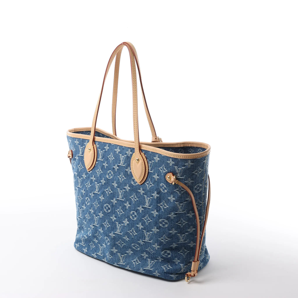 Louis Vuitton Neverfull MM Monogram Denim Shoulder Bag in Blue M13192