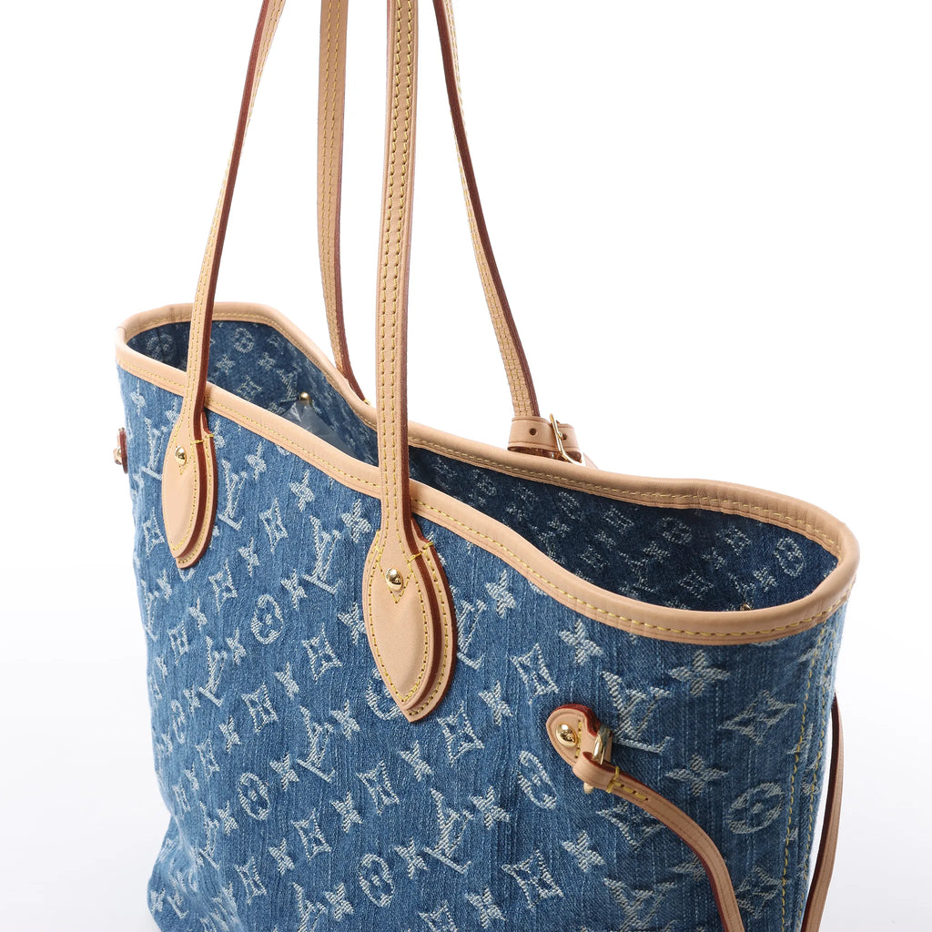Louis Vuitton Neverfull MM Monogram Denim Shoulder Bag in Blue M13192