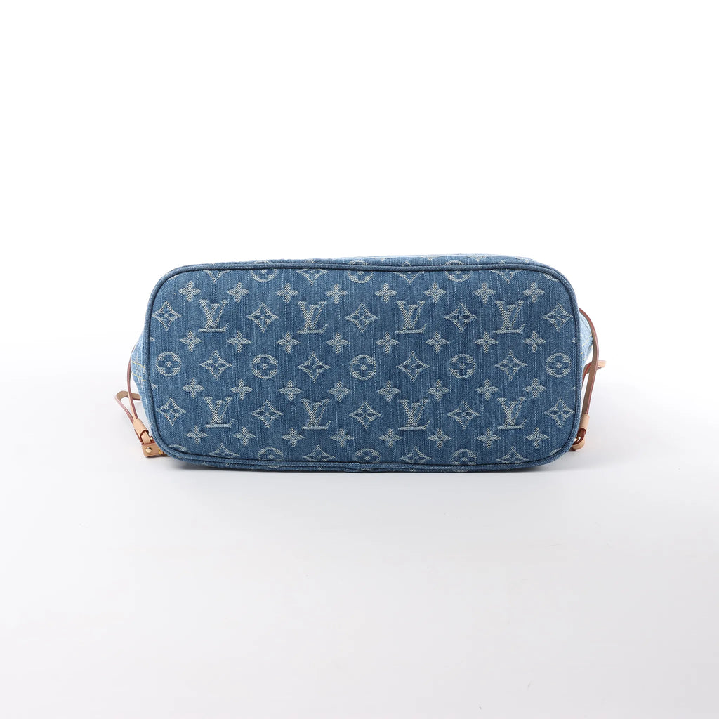 Louis Vuitton Neverfull MM Monogram Denim Shoulder Bag in Blue M13192