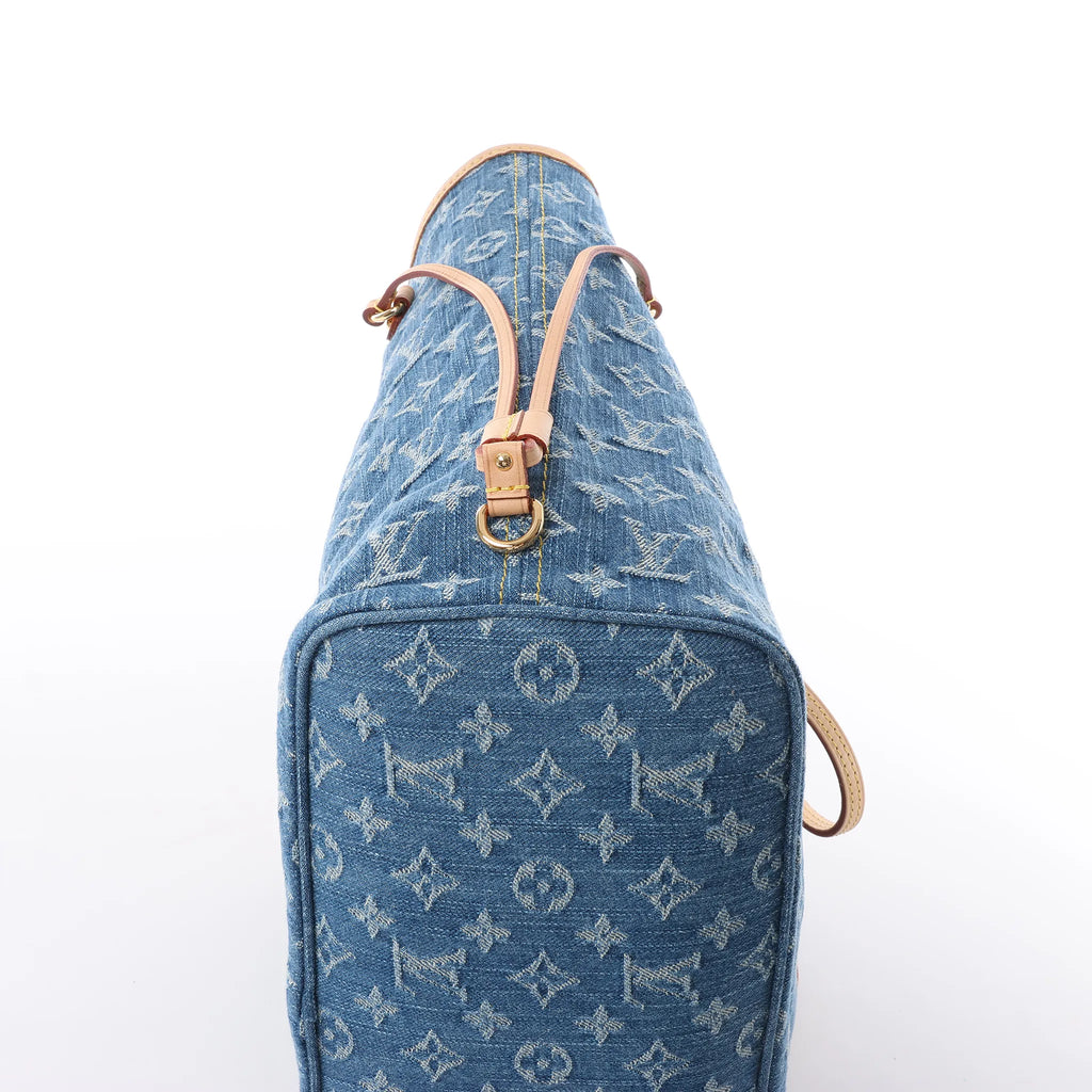 Louis Vuitton Neverfull MM Monogram Denim Shoulder Bag in Blue M13192
