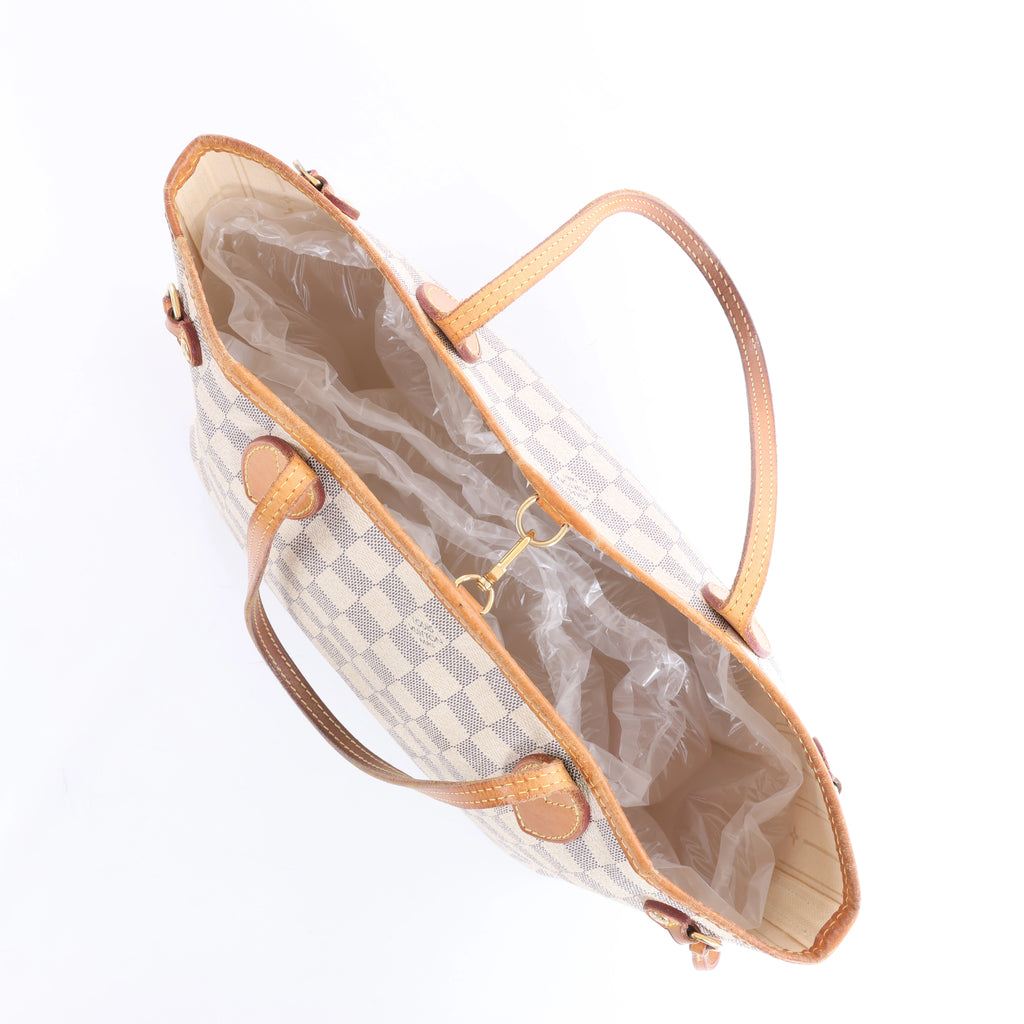Bolso de hombro Louis Vuitton Neverfull PM Damier Azur en beige N51110