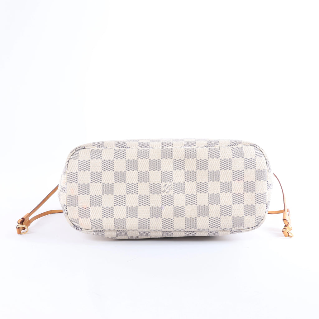 Bolso de hombro Louis Vuitton Neverfull PM Damier Azur en beige N51110