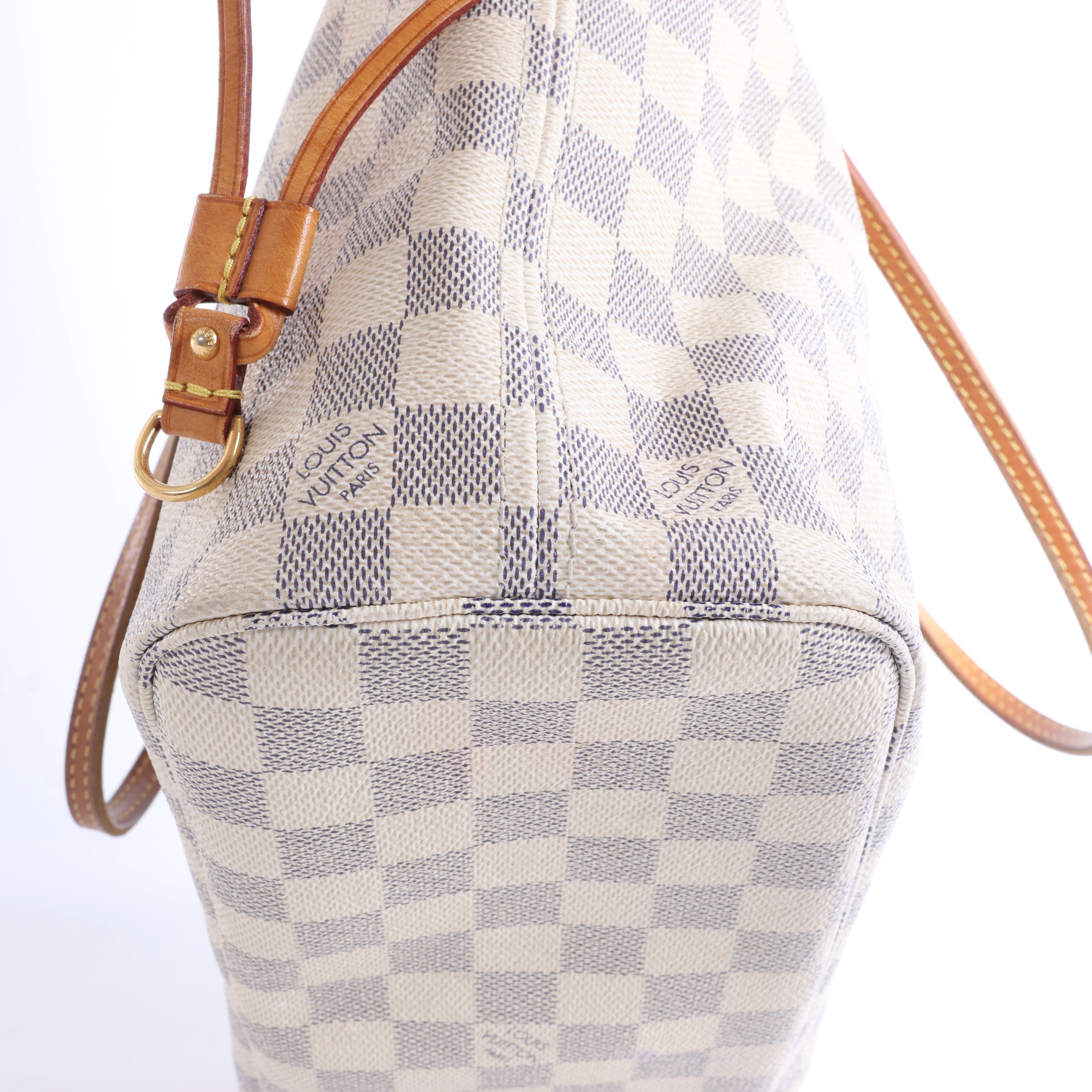 Bolso de hombro Louis Vuitton Neverfull PM Damier Azur en beige N51110