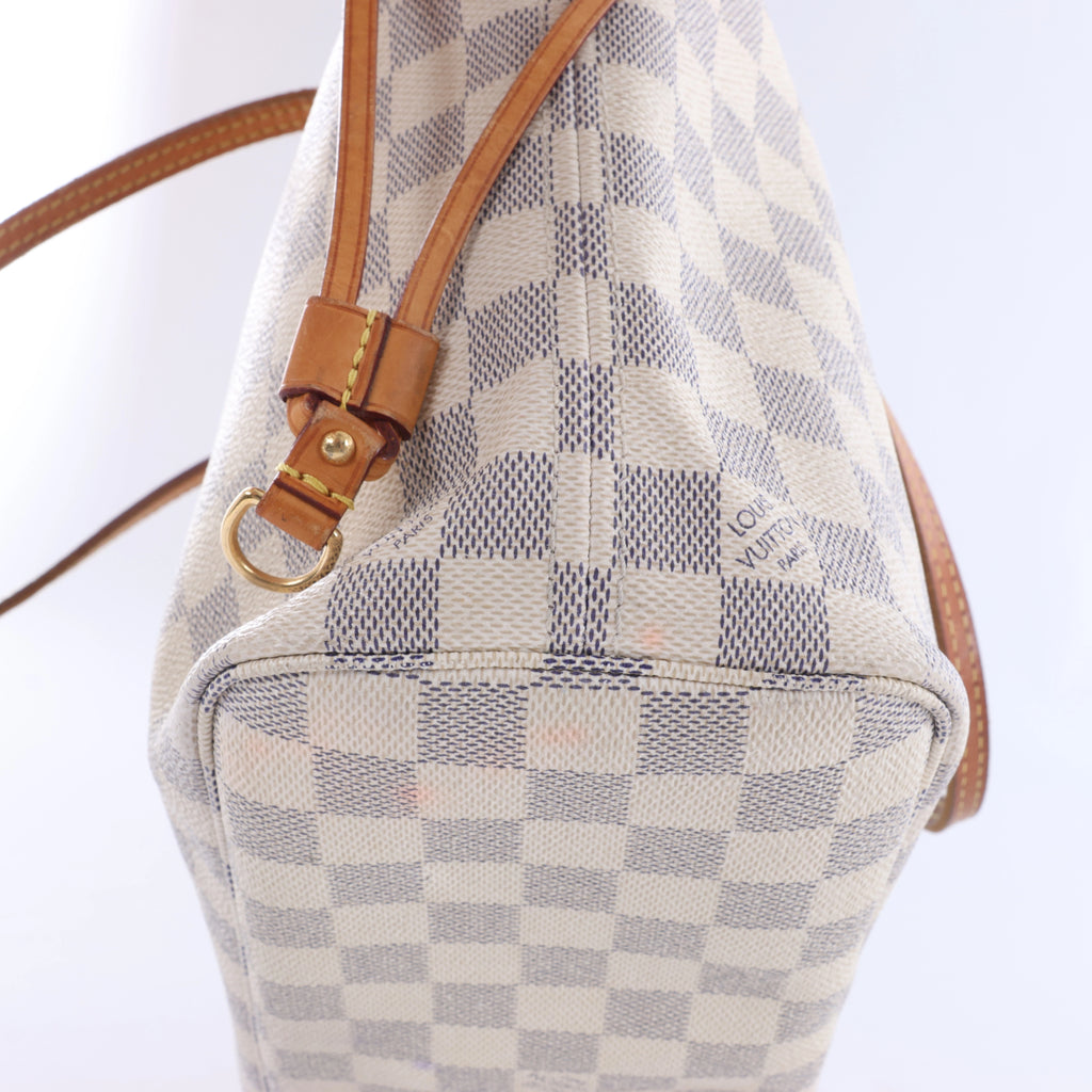 Bolso de hombro Louis Vuitton Neverfull PM Damier Azur en beige N51110