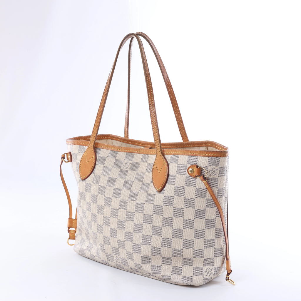 Bolso de hombro Louis Vuitton Neverfull PM Damier Azur en beige N51110