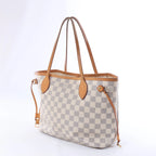 Bolso de hombro Louis Vuitton Neverfull PM Damier Azur en beige N51110