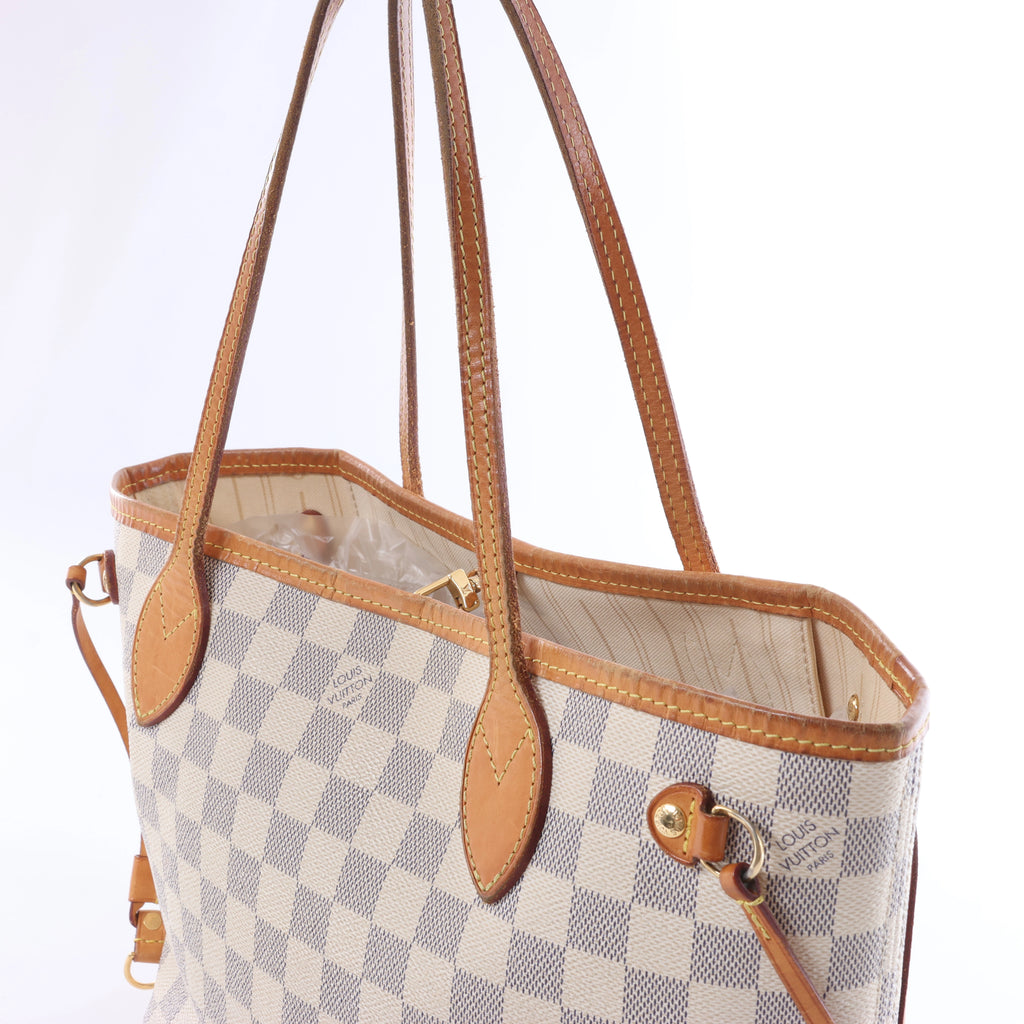 Bolso de hombro Louis Vuitton Neverfull PM Damier Azur en beige N51110