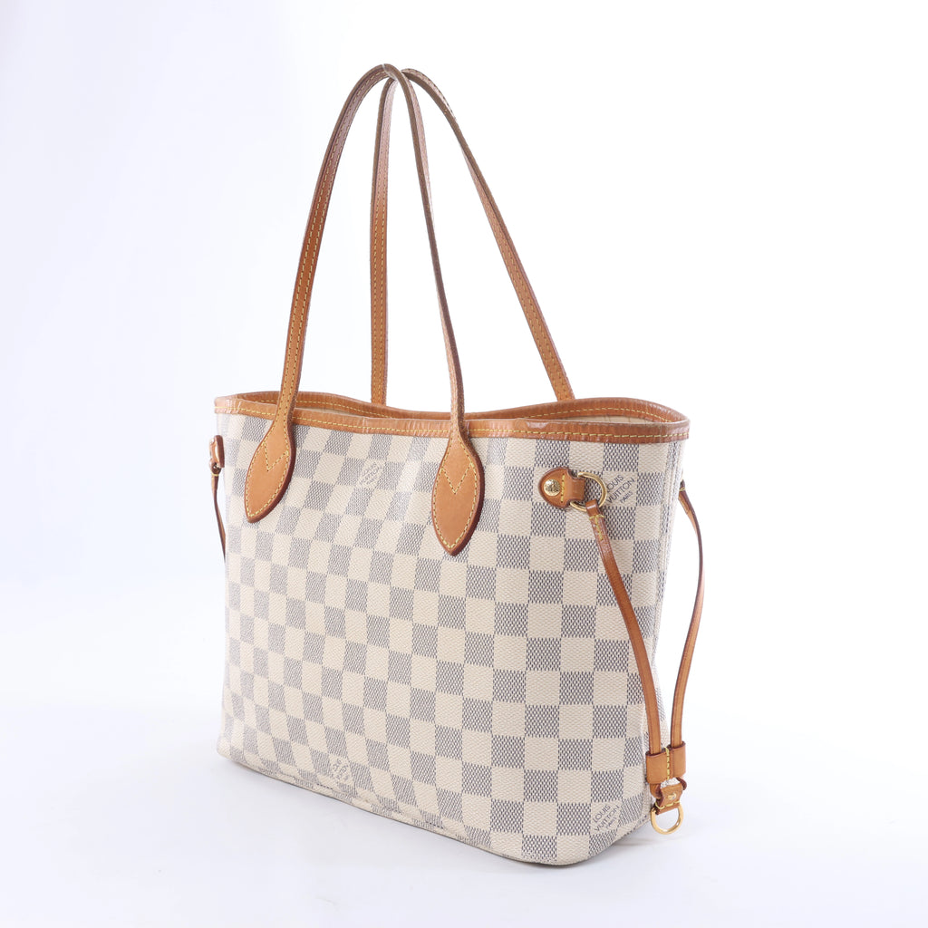 Bolso de hombro Louis Vuitton Neverfull PM Damier Azur en beige N51110