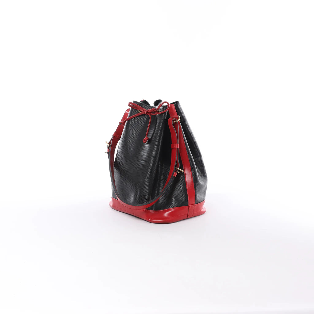 Louis Vuitton Noe Epi Leather Shoulder Bag in Black x Castilian Red M44017