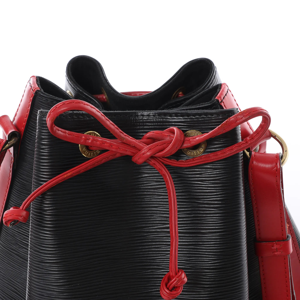 Louis Vuitton Noe Epi Leather Shoulder Bag in Black x Castilian Red M44017