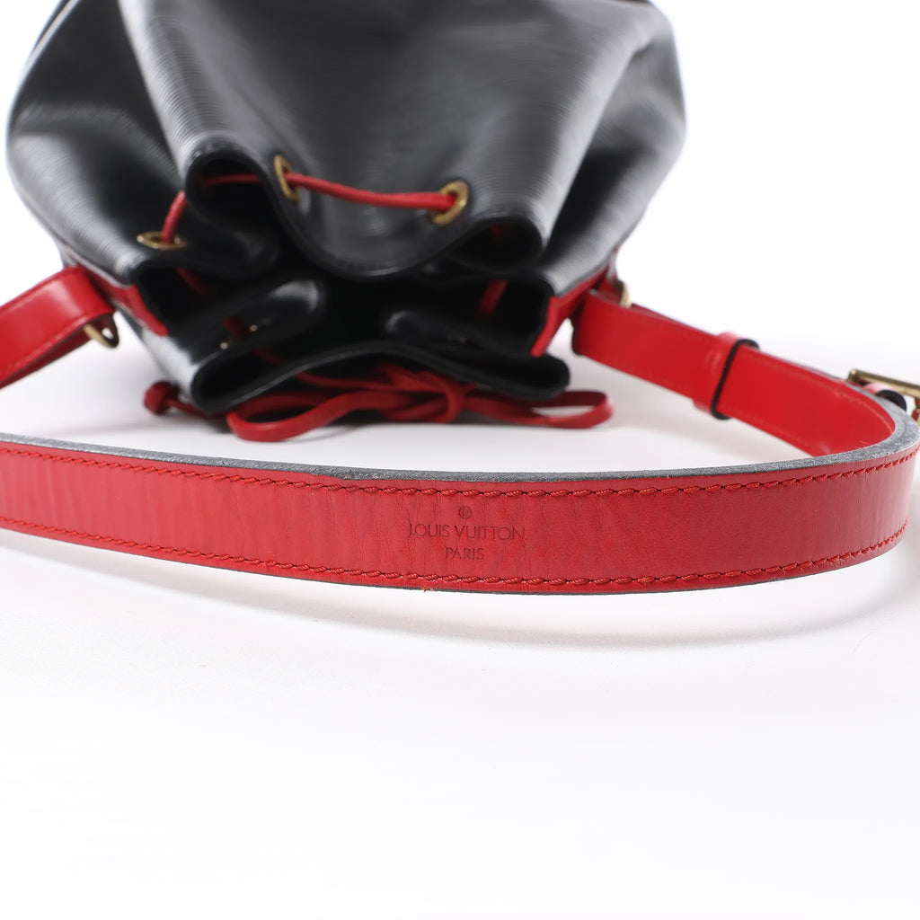 Louis Vuitton Noe Epi Leather Shoulder Bag in Black x Castilian Red M44017