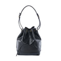 Louis Vuitton Noé black Epi leather bucket shoulder bag with drawstring closure, gold-tone eyelets and adjustable strap.