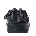 Louis Vuitton Noé black Epi leather bucket bag with textured finish, drawstring closure, adjustable shoulder strap and gold-tone hardware.