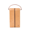 Louis Vuitton brown leather wine clutch with tall rectangular shape, central gold-tone zipper, slim top handle and small LV logo.