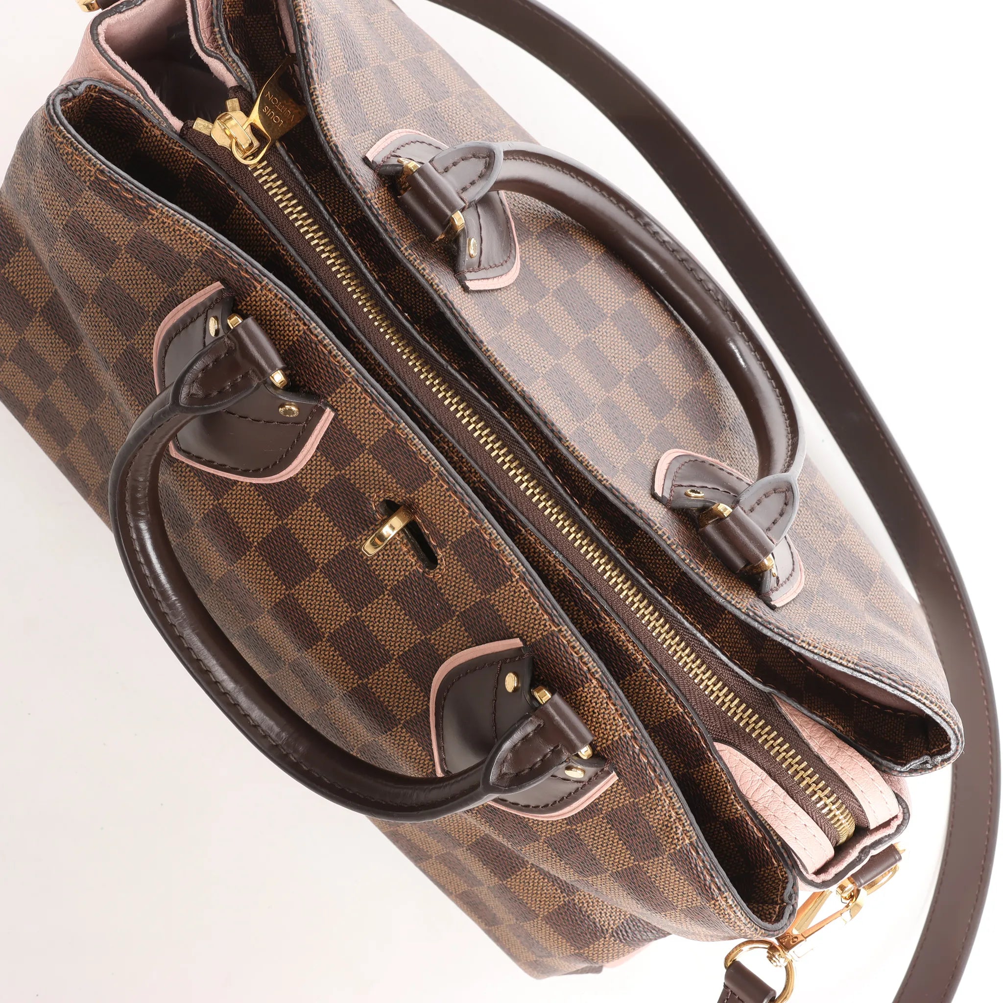 Louis Vuitton Normandy Damier Ebene 2Way Handbag in Brown x Pink N41488