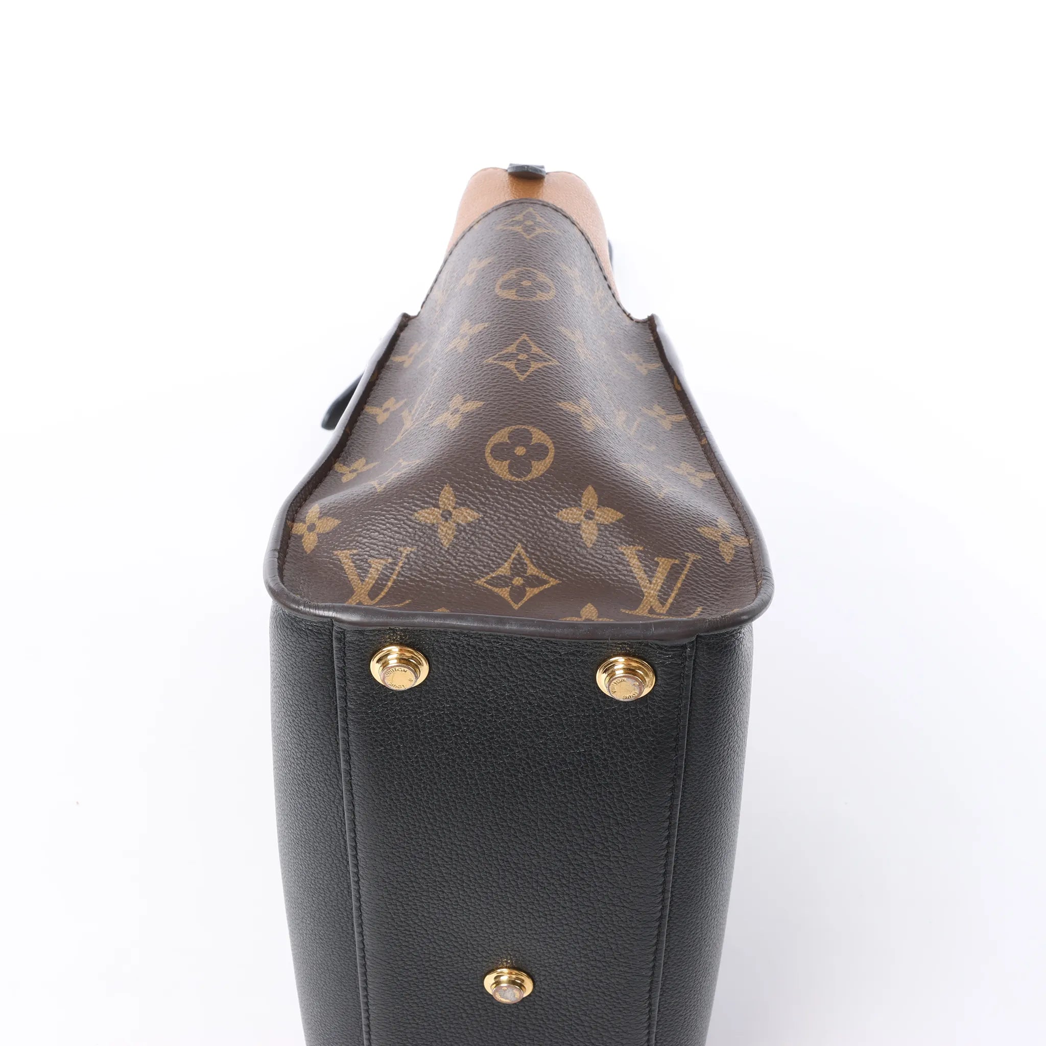 Louis Vuitton On My Side MM Monogram Leather 2Way Handbag in Brown x Black M53823