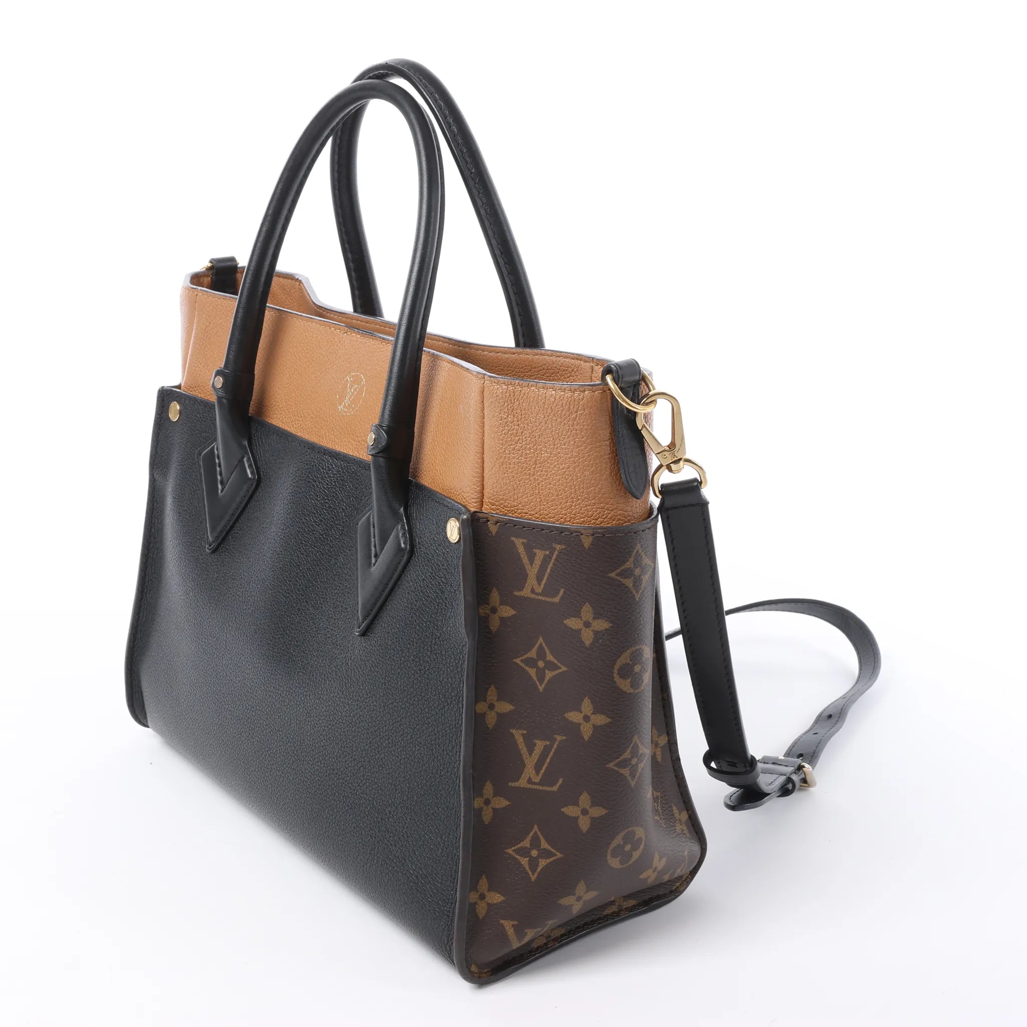 Louis Vuitton On My Side MM Monogram Leather 2Way Handbag in Brown x Black M53823