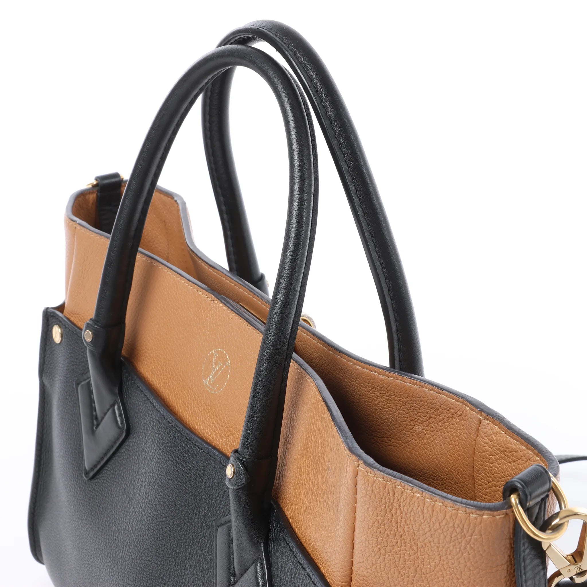 Louis Vuitton On My Side MM Monogram Leather 2Way Handbag in Brown x Black M53823