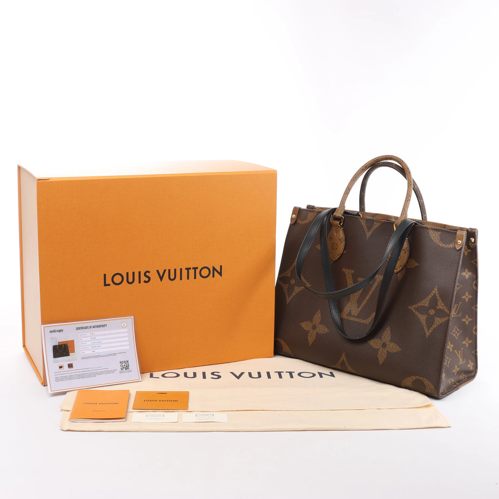 Louis Vuitton OnTheGo MM Giant Monogram Reverse 2Way Handbag in Brown M45321