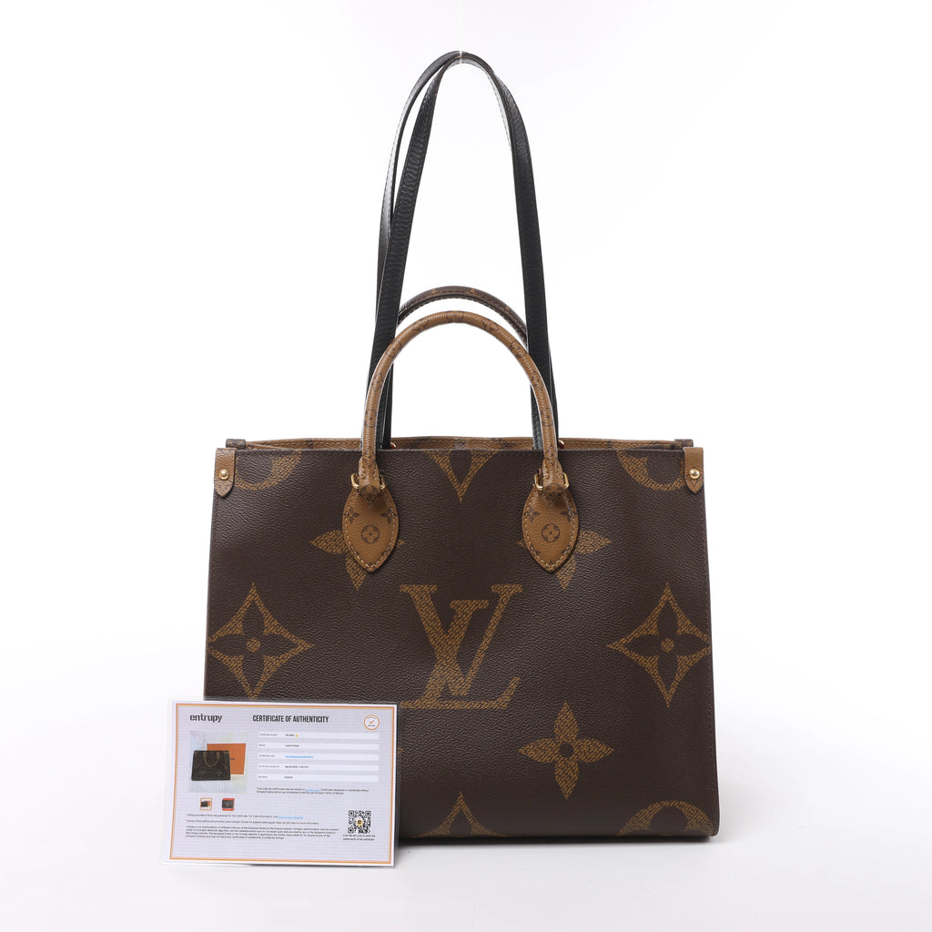 Louis Vuitton OnTheGo MM Giant Monogram Reverse 2Way Handbag in Brown M45321