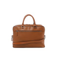 Brown Louis Vuitton Epi leather business bag with dual top handles, horizontal front zip pocket, detachable shoulder strap and silver-tone hardware.