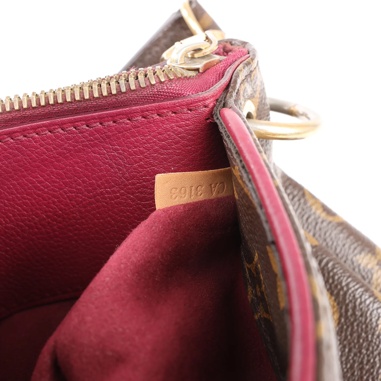 Louis Vuitton Pallas MM Monogram 2Way Handbag in Brown x Burgundy M40906