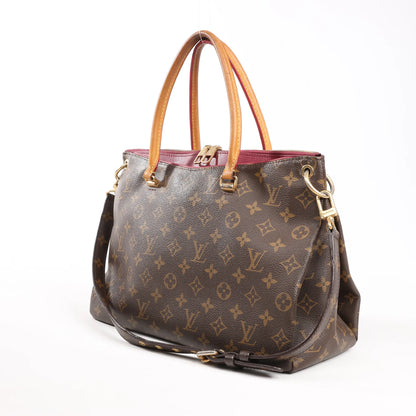 Louis Vuitton Pallas MM Monogram 2Way Handbag in Brown x Burgundy M40906