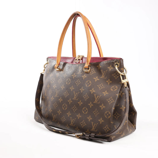 Louis Vuitton Pallas MM Monogram 2Way Handbag in Brown x Burgundy M40906