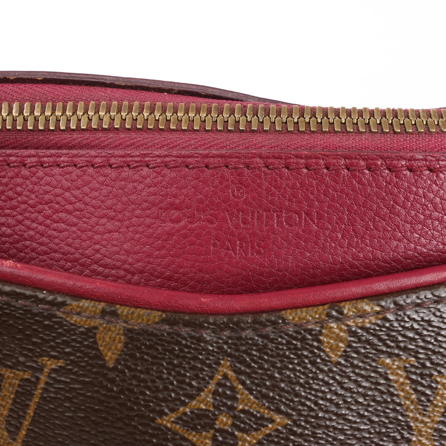 Louis Vuitton Pallas MM Monogram 2Way Handbag in Brown x Burgundy M40906