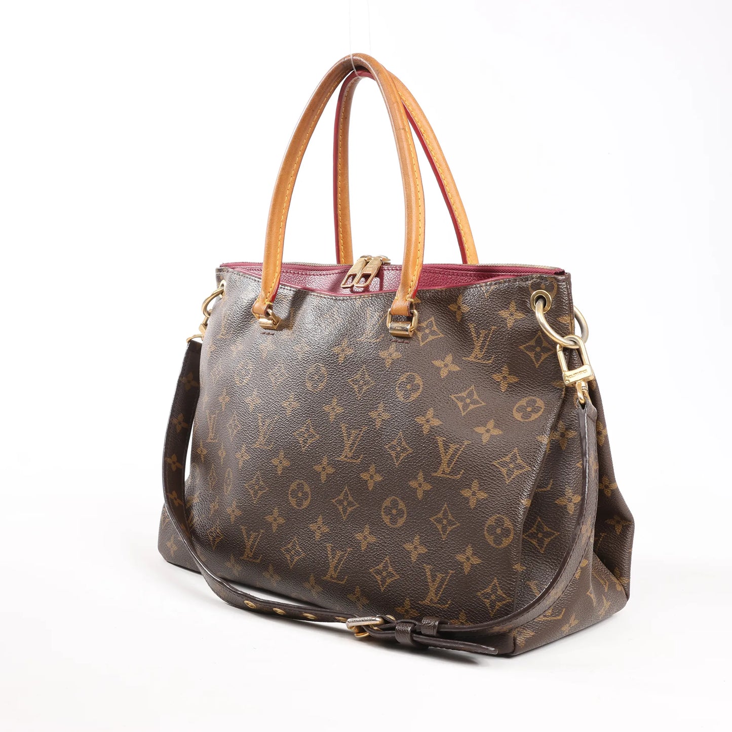 Louis Vuitton Pallas MM Monogram 2Way Handbag in Brown x Burgundy M40906