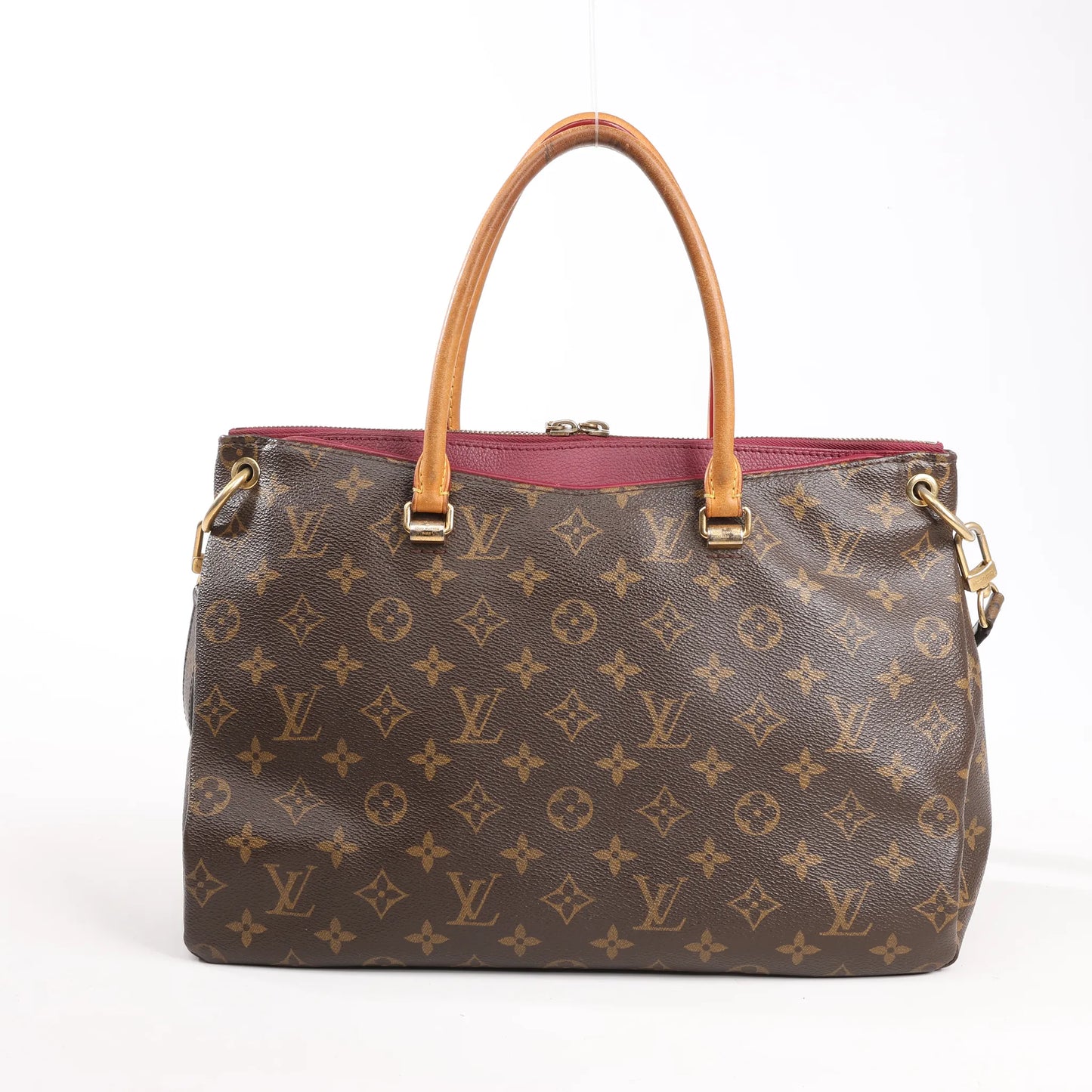 Louis Vuitton Pallas MM Monogram 2Way Handbag in Brown x Burgundy M40906