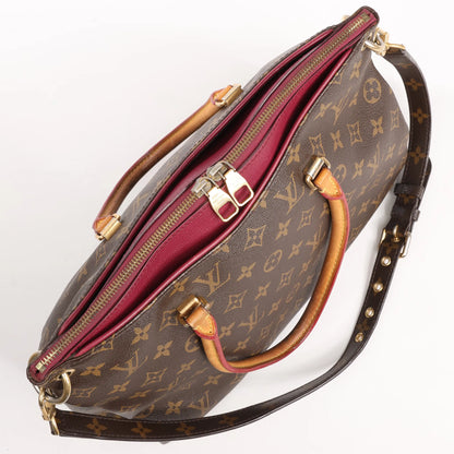 Louis Vuitton Pallas MM Monogram 2Way Handbag in Brown x Burgundy M40906