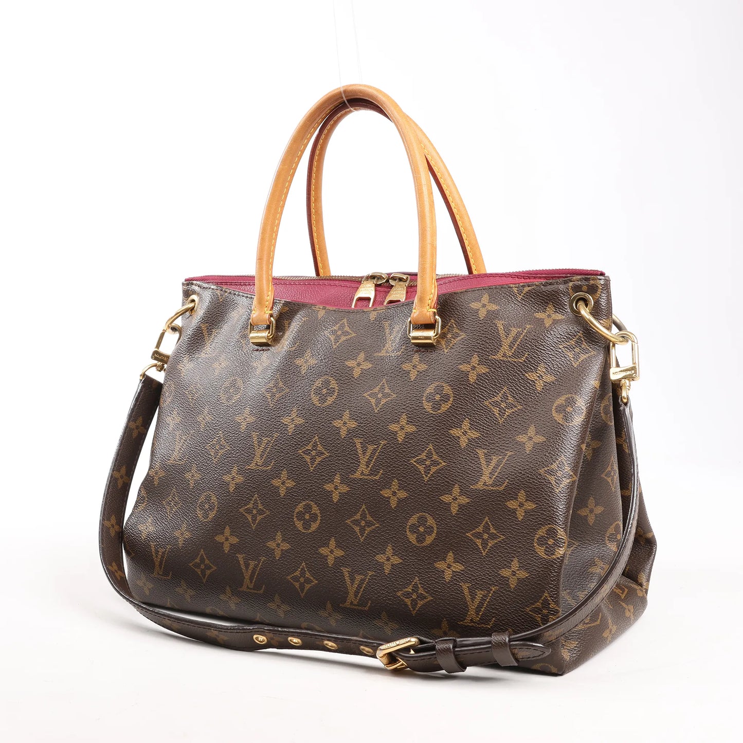 Louis Vuitton Monogram Pallas MM 2Way Handbag in Brown x Red M40906