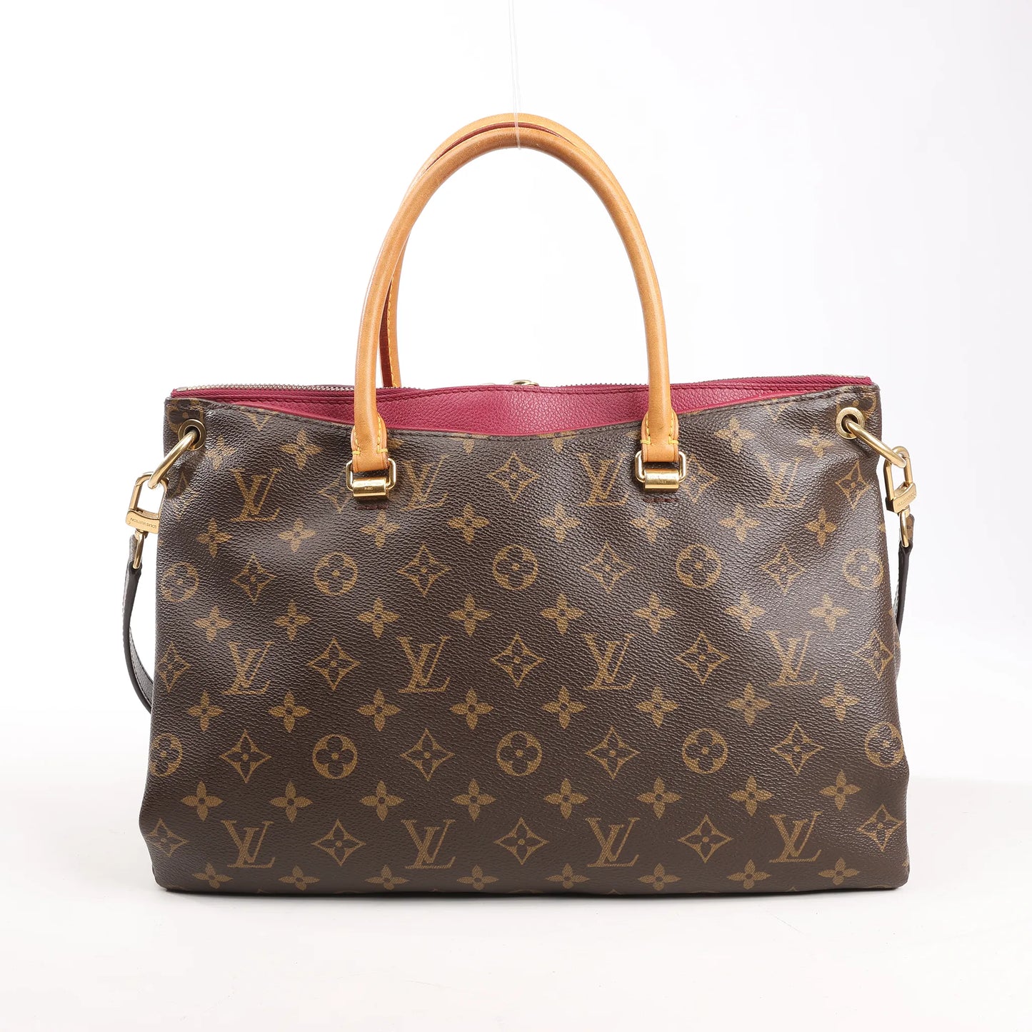 Louis Vuitton Monogram Pallas MM 2Way Handbag in Brown x Red M40906