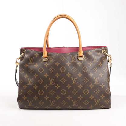 Louis Vuitton Monogram Pallas MM 2Way Handbag in Brown x Red M40906