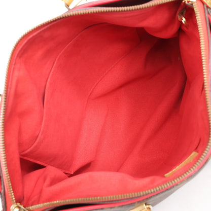 Louis Vuitton Pallas MM Monogram 2Way Handbag in Brown x Red M41175